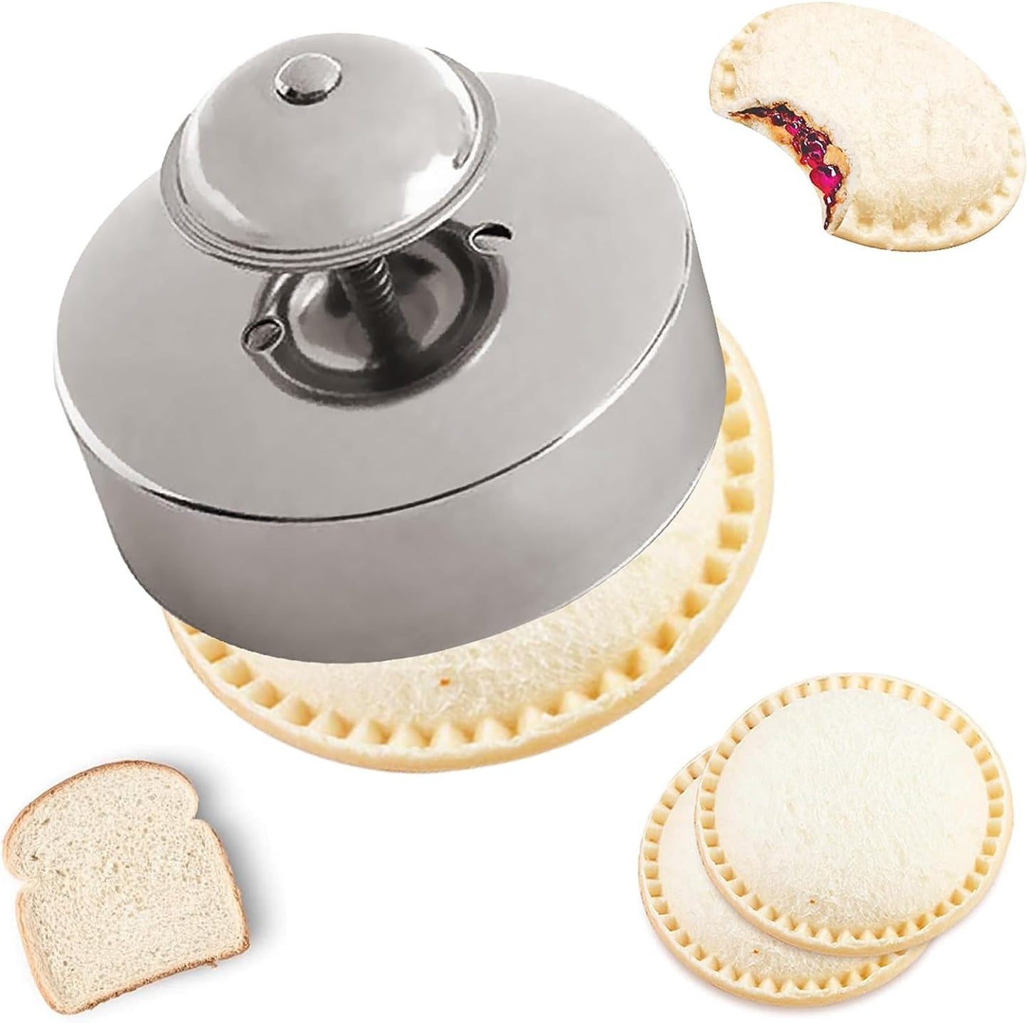 Sandwich Sealer, Sandwich Cutter and Sealer, Food-Grade 304 Stainless Steel 3.5Inch Sandwich Cutter,Uncrustables Peanut Butter and Jelly Sandwiches Tool/Pbj Cutter, Uncrustable Sandwich Maker for Kids
