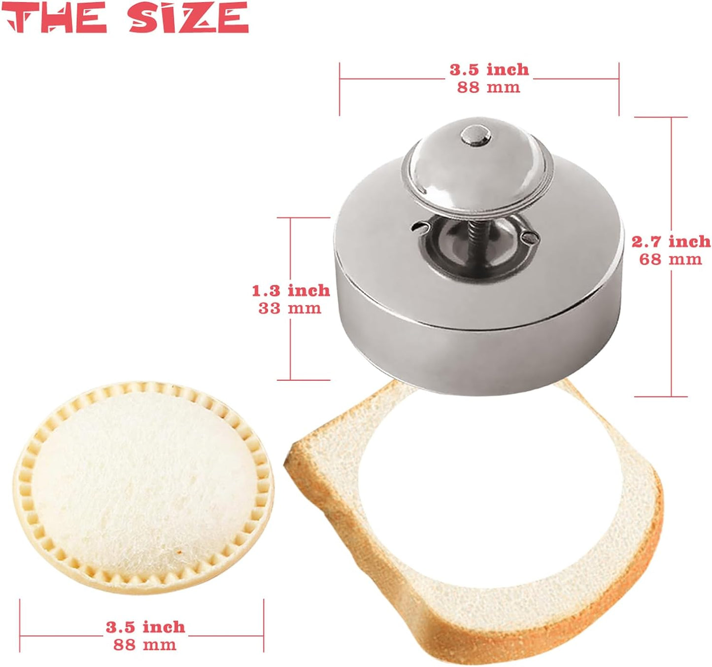 Sandwich Sealer, Sandwich Cutter and Sealer, Food-Grade 304 Stainless Steel 3.5Inch Sandwich Cutter,Uncrustables Peanut Butter and Jelly Sandwiches Tool/Pbj Cutter, Uncrustable Sandwich Maker for Kids