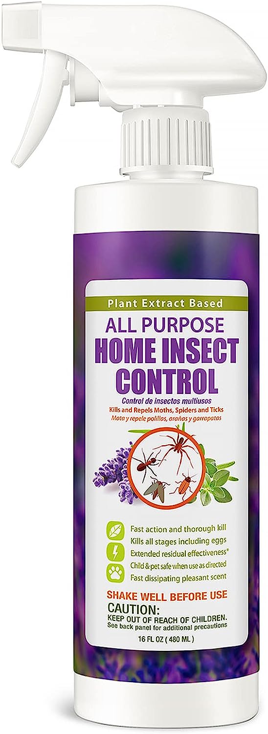 by Ecoraider All Purpose Insect Control 16 OZ, Fleas, Fruit Flies, Gnats, Moths, Roaches, Spiders, Fast Kill, Lasting Prevention, Kill Eggs, Plant Extract Based & Non-Toxic, Child & Pet Safe