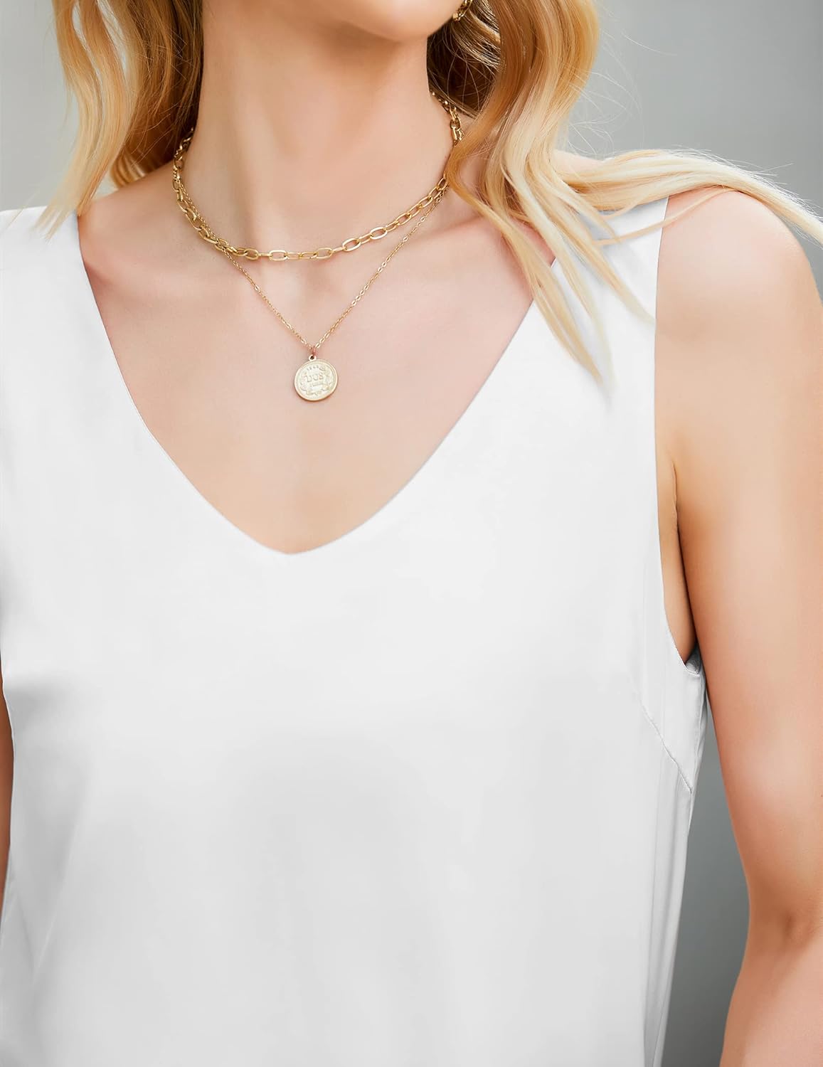 Womens Silk Satin Tank Tops V Neck Casual Cami Sleeveless Camisole Blouses Summer Basic Tank Shirt