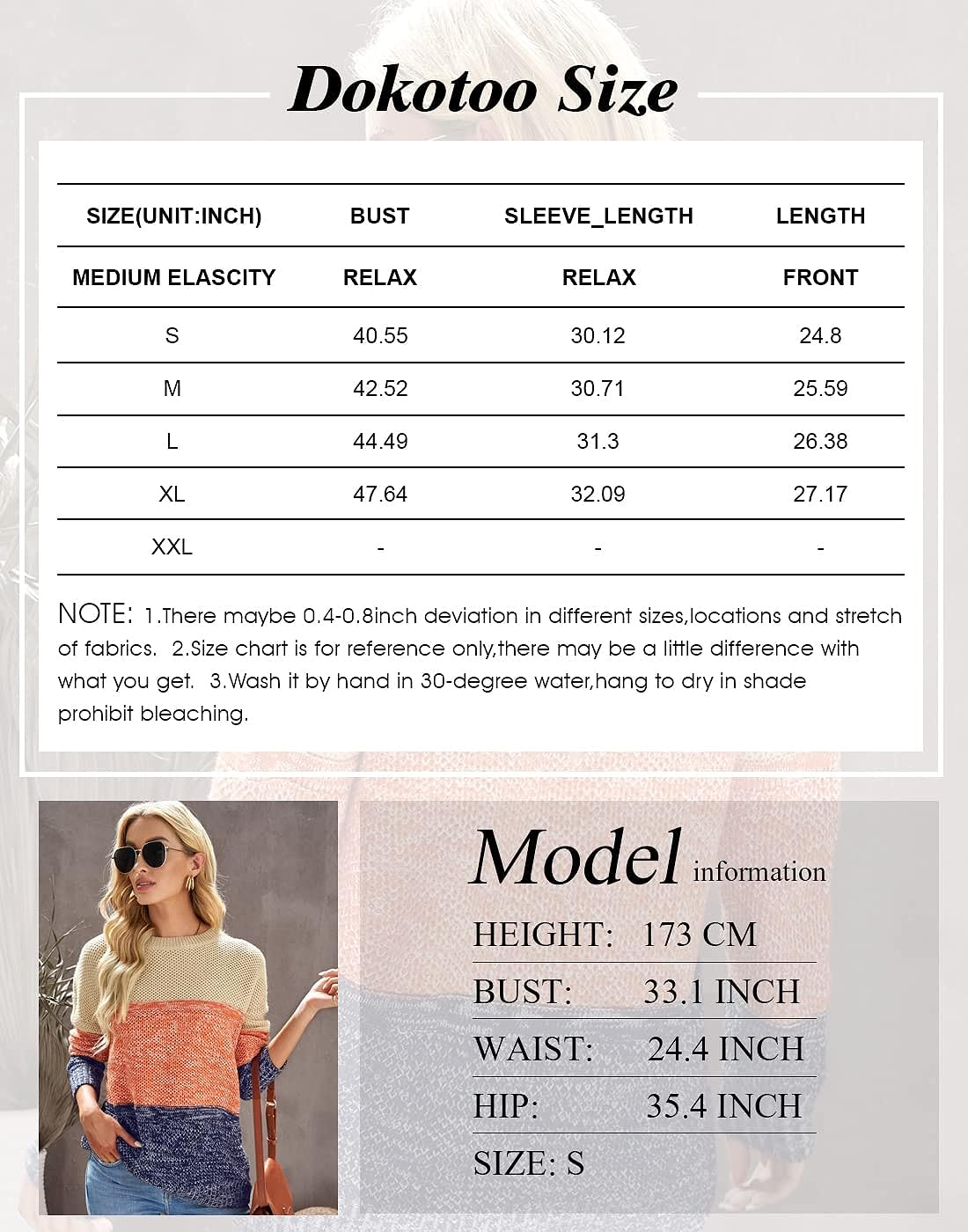 Womens Color Block Sweaters Long Sleeve Crewneck Pullover Knit Jumper Tops