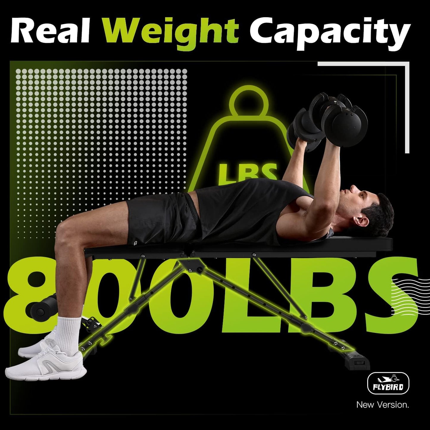 Weight Bench, Adjustable Strength Training Bench for Full Body Workout with Fast Folding-New Version