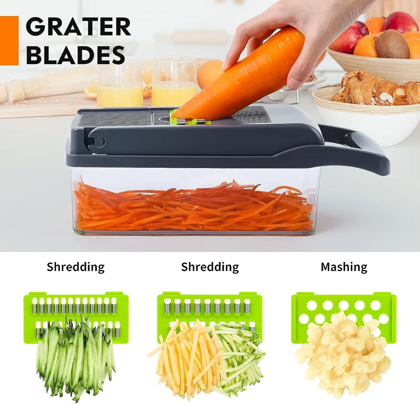 Vegetable Chopper, Pro Onion Chopper, Multifunctional 13 in 1 Food Chopper, Kitchen Vegetable Slicer Dicer Cutter,Veggie Chopper with 8 Blades,Carrot and Garlic Chopper with Container