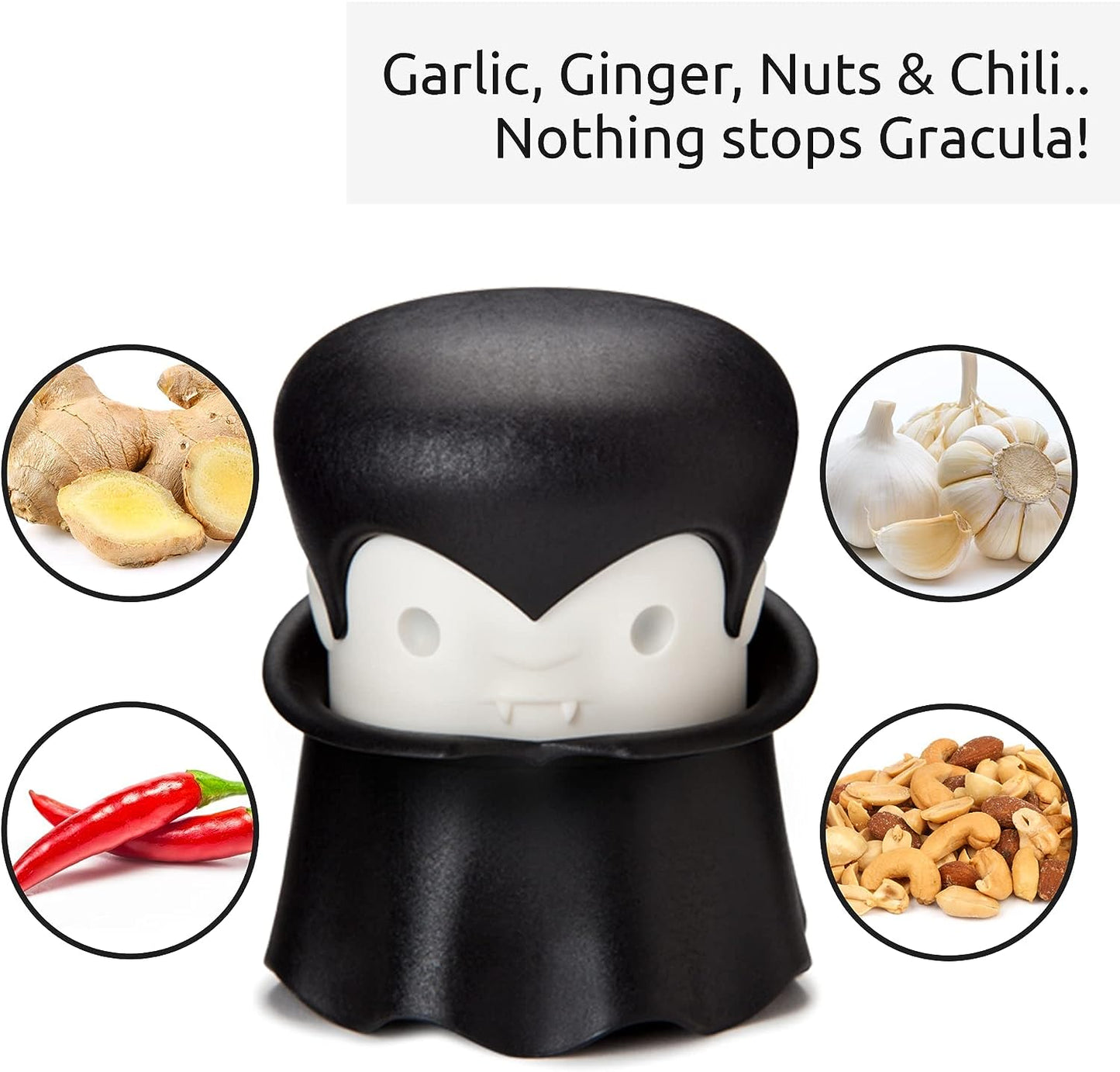 Gracula Garlic Crusher Also for Ginger, Nuts, Chili, Herbs - Twist Top Mincer & Easy Squeeze Manual Press Peeler Bpa-Free Cool Kitchen Gadgets Clean by Hand Wash Only