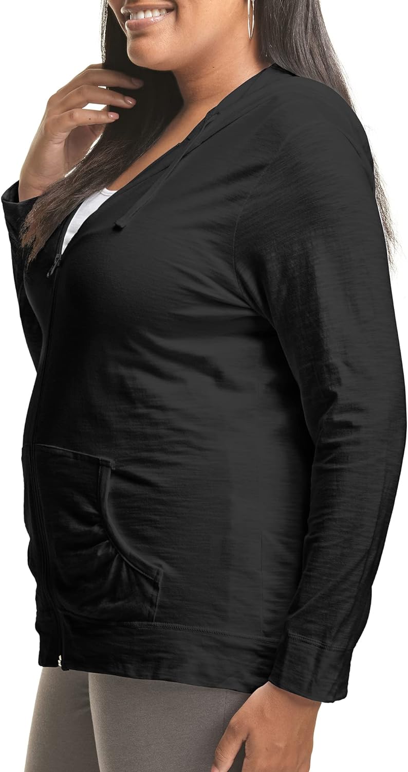JUST MY SIZE Women'S plus Size Full, Lightweight Zip-Up Hoodie
