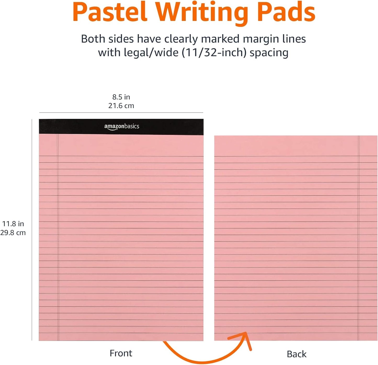 Wide Ruled 8.5 X 11.75-Inch 50 Sheet Lined Writing Note Pad, Pack of 6, 300 Count, Multicolor