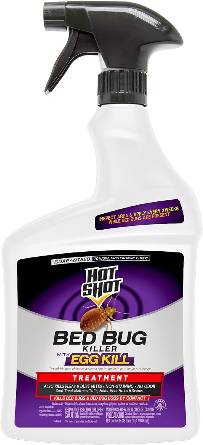 Ready-To-Use Bed Bug Killer Spray, Kills Bed Bugs and Bed Bug Eggs, Kills Fleas and Dust Mites, 32 Ounce