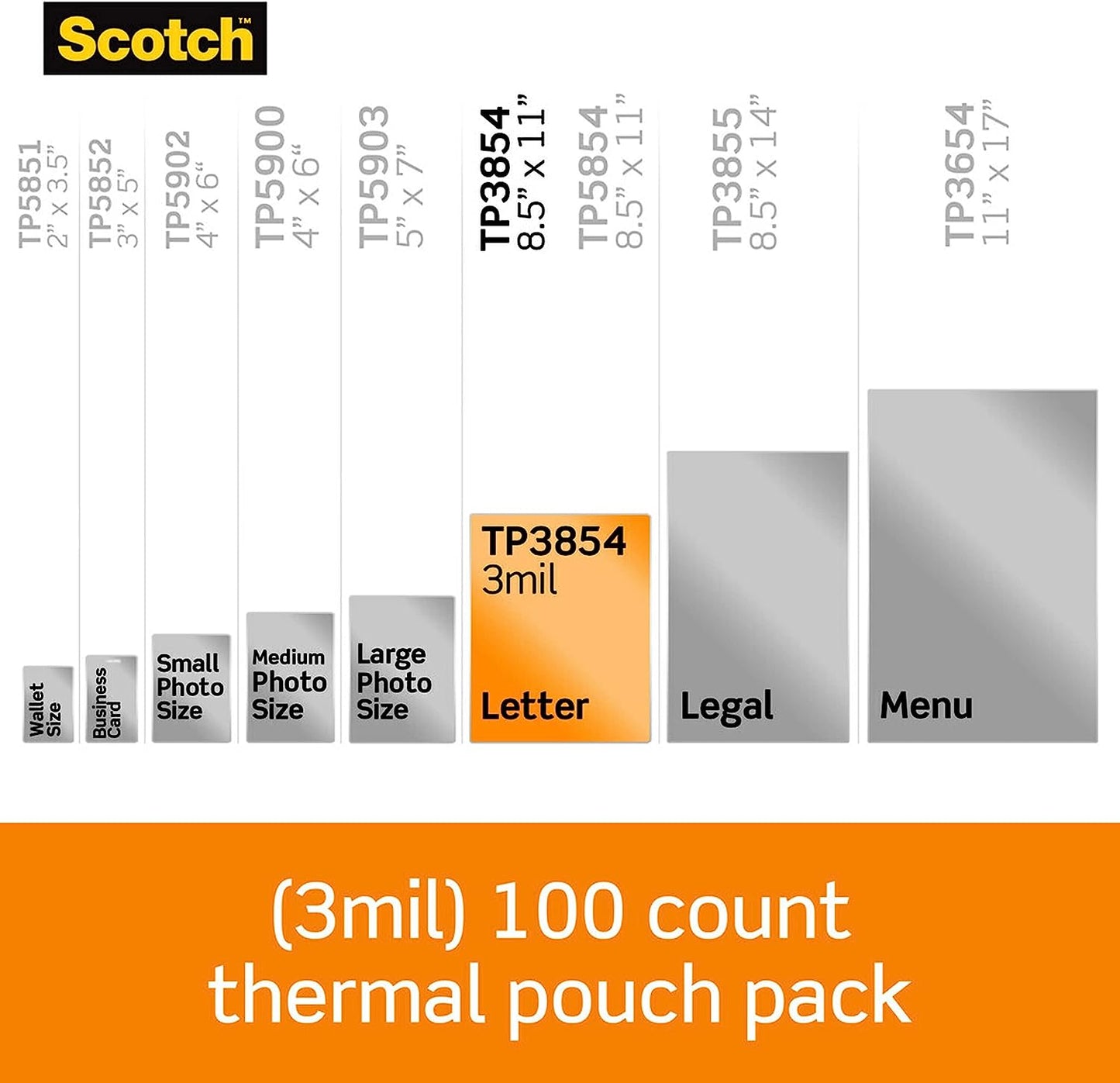 Thermal Laminating Pouches, 100 Pack Laminating Sheets, 3 Mil, 8.9 X 11.4 Inches, Education Supplies & Craft Supplies, for Use with Thermal Laminators, Letter Size Sheets (TP3854-100)