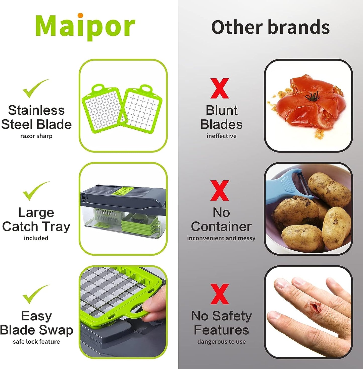 Vegetable Chopper, Pro Onion Chopper, Multifunctional 13 in 1 Food Chopper, Kitchen Vegetable Slicer Dicer Cutter,Veggie Chopper with 8 Blades,Carrot and Garlic Chopper with Container
