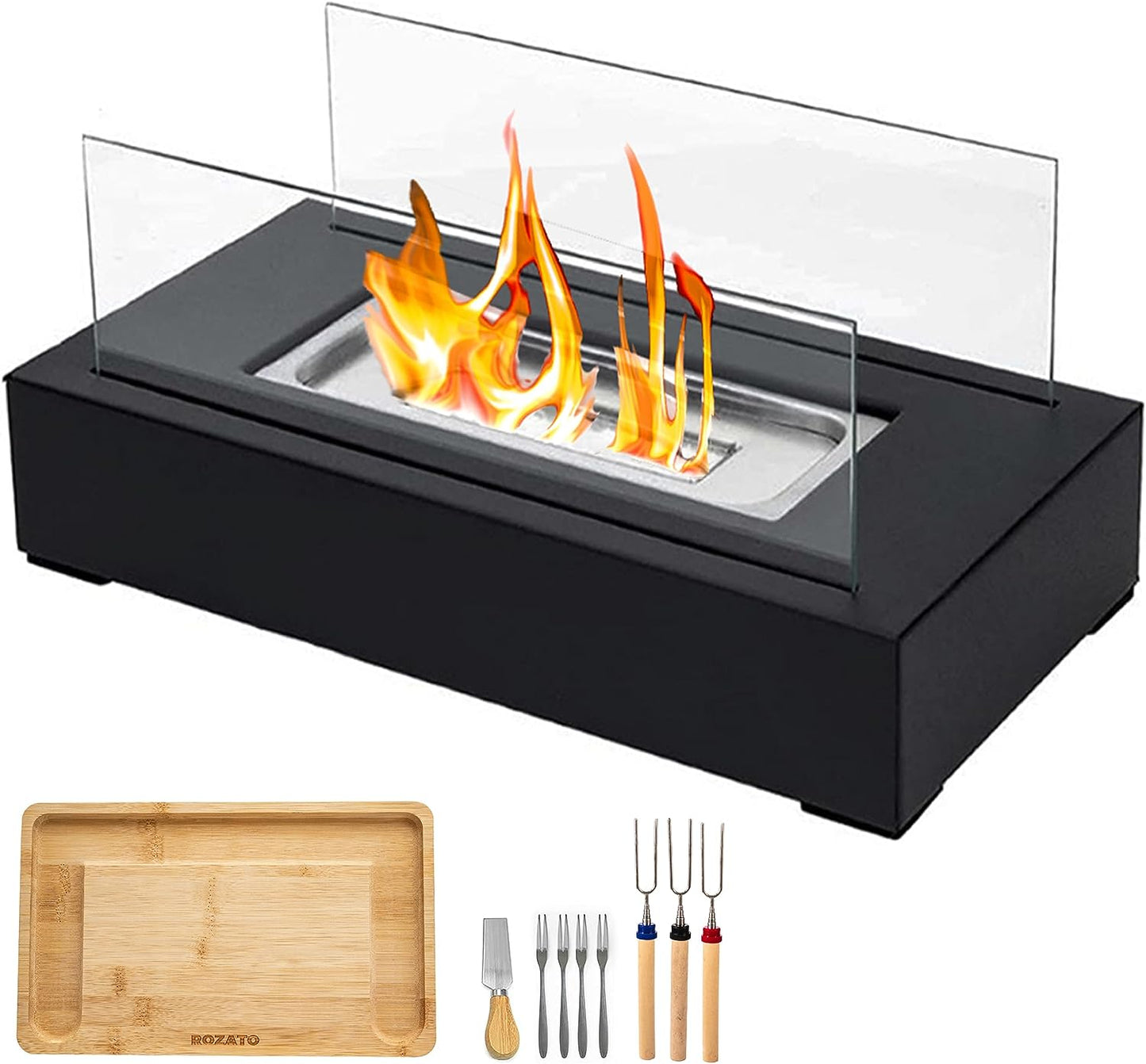 Tabletop Fire Pit with Smores Maker Kit Portable Indoor/Outdoor Mini Small Fireplace Bowl Table Top Decor Home Patio Balcony Backyard Gifts for Women Mom Her Wedding Housewarming Birthday Gift