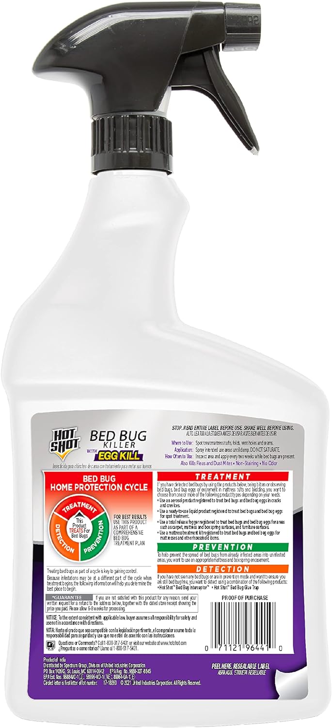 Ready-To-Use Bed Bug Killer Spray, Kills Bed Bugs and Bed Bug Eggs, Kills Fleas and Dust Mites, 32 Ounce