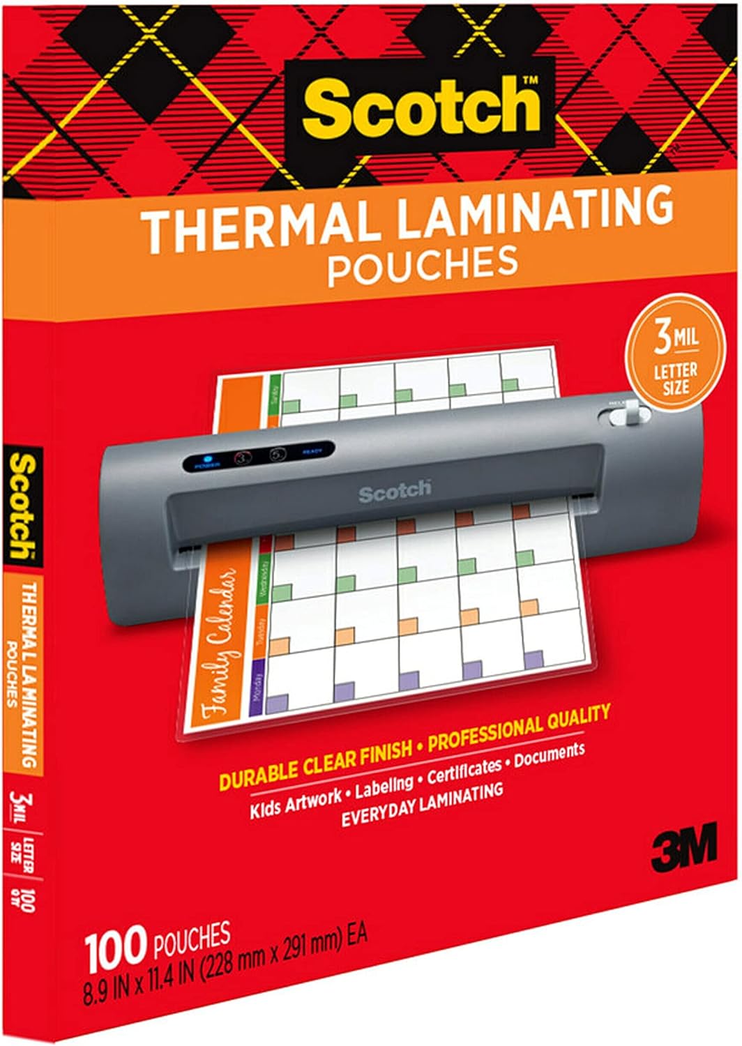 Thermal Laminating Pouches, 100 Pack Laminating Sheets, 3 Mil, 8.9 X 11.4 Inches, Education Supplies & Craft Supplies, for Use with Thermal Laminators, Letter Size Sheets (TP3854-100)