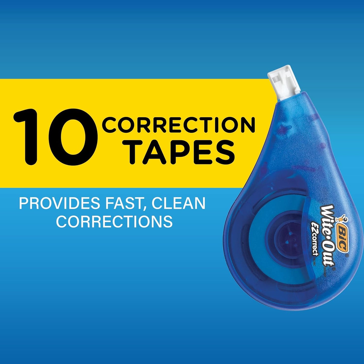 Wite-Out Brand EZ Correct Correction Tape, 39.3 Feet, 10-Count Pack of White Correction Tape, Fast, Clean and Easy to Use Tear-Resistant Tape Office or School Supplies