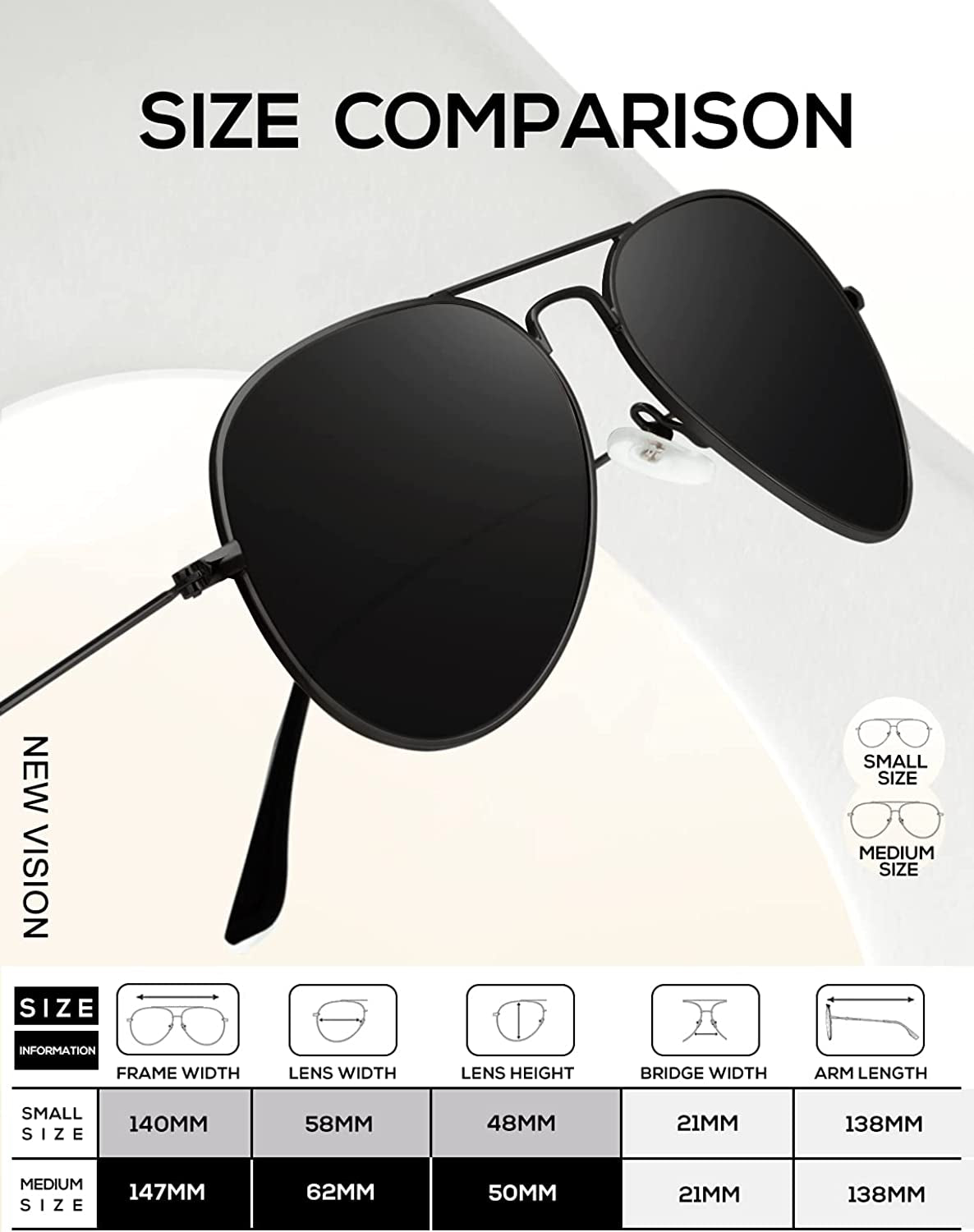 Classic Aviator Sunglasses for Men Women Driving Sun Glasses Polarized Lens UV Blocking