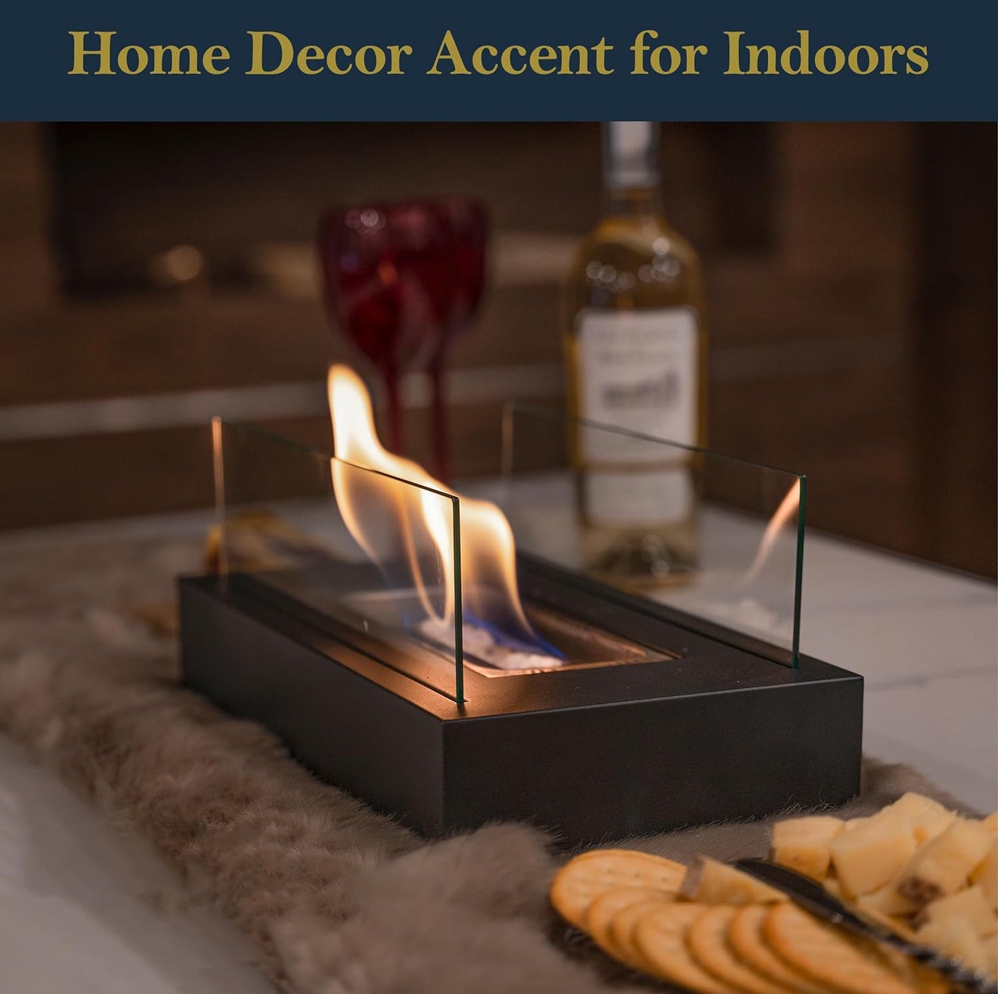 Tabletop Fire Pit with Smores Maker Kit Portable Indoor/Outdoor Mini Small Fireplace Bowl Table Top Decor Home Patio Balcony Backyard Gifts for Women Mom Her Wedding Housewarming Birthday Gift