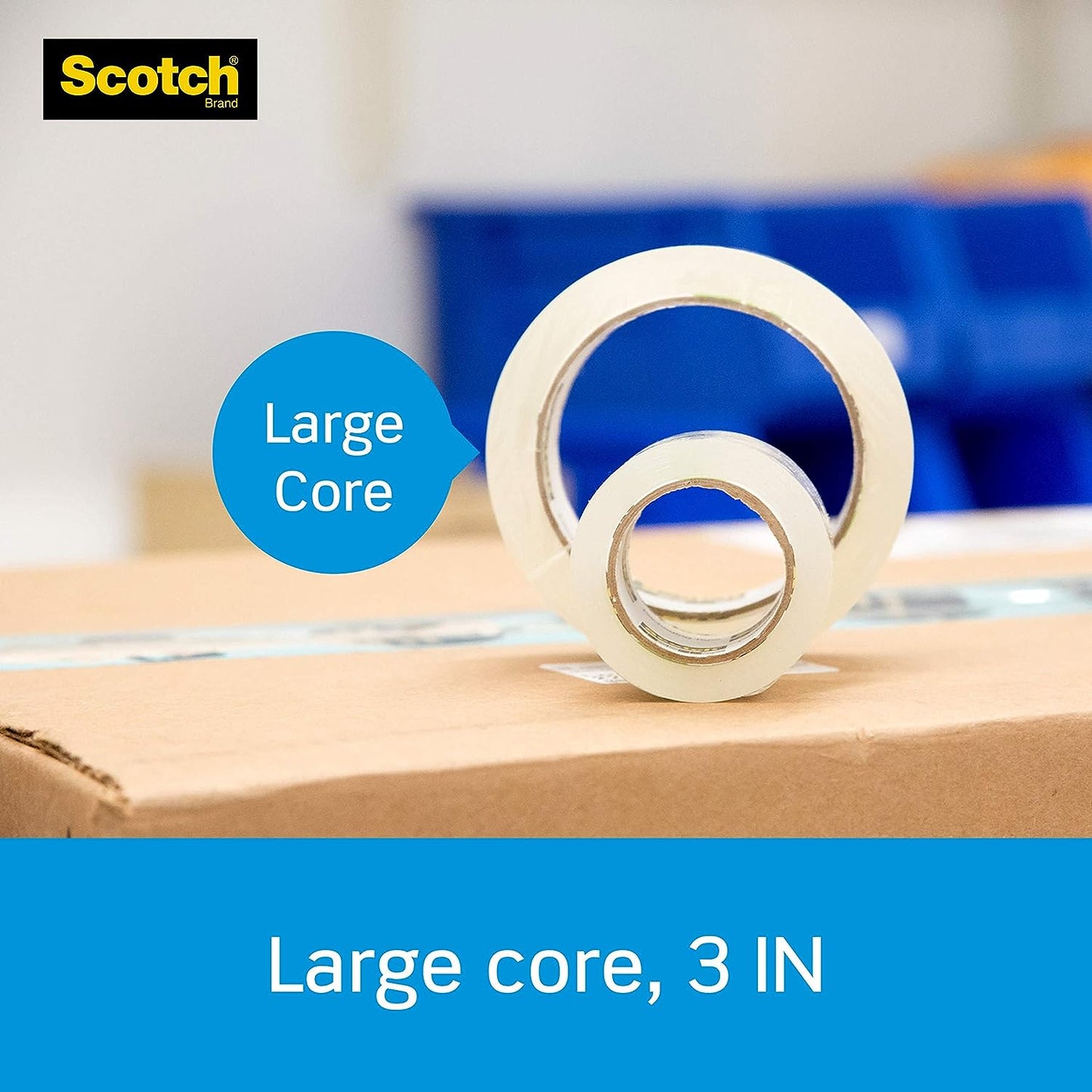 Heavy Duty Shipping Packaging Tape, 1 Dispensered Roll, 1.88 X 38.2 Yd, Great for Packing, Shipping & Moving, Clear (3850S-RD)