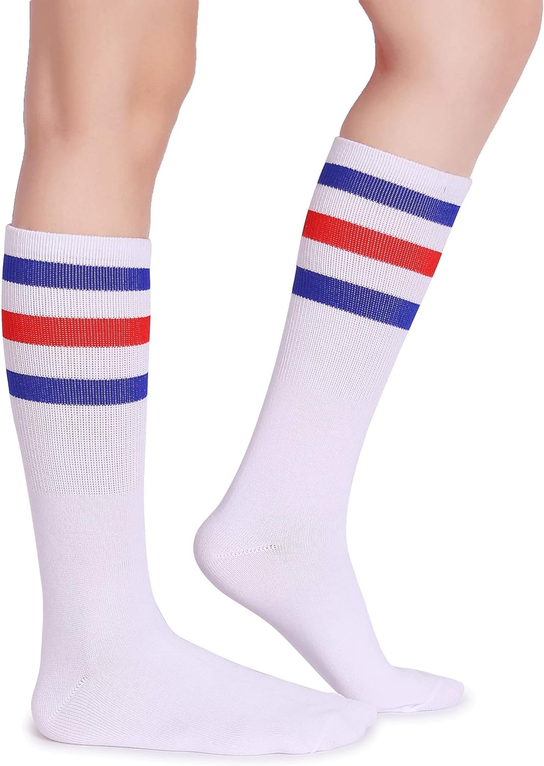Classic Triple Stripes Soft Cotton on the Calf Retro White Tube Socks
