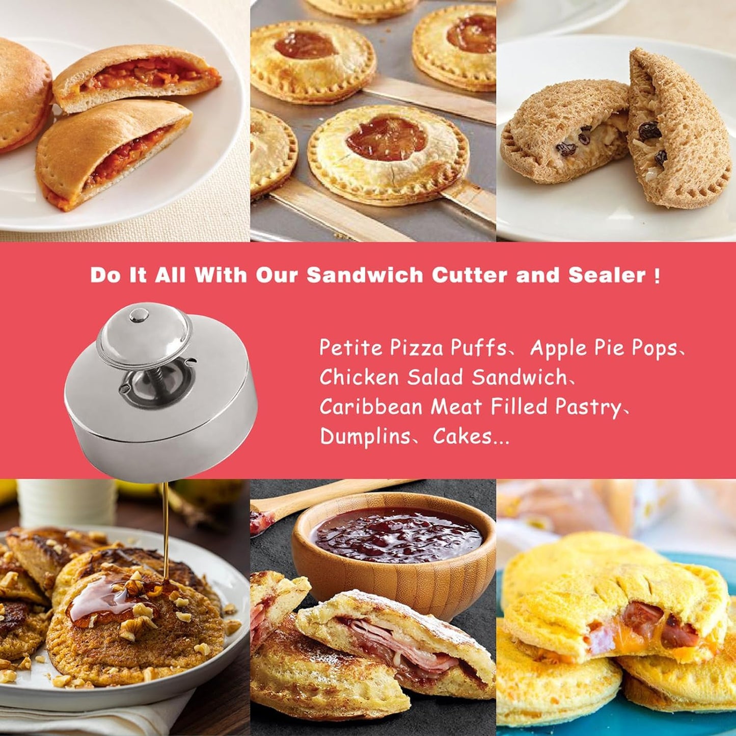 Sandwich Sealer, Sandwich Cutter and Sealer, Food-Grade 304 Stainless Steel 3.5Inch Sandwich Cutter,Uncrustables Peanut Butter and Jelly Sandwiches Tool/Pbj Cutter, Uncrustable Sandwich Maker for Kids