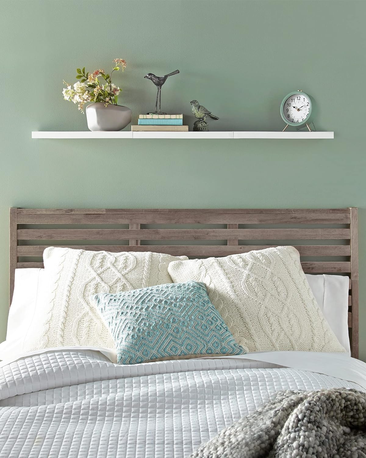 Floating Shelves, Wall Mounted Rustic Wood Shelves for Bathroom, Bedroom, Living Room, Kitchen, Small Hanging Shelf for Books/Storage/Room Decor with 22Lbs Capacity (White, Set of 3, 16In)