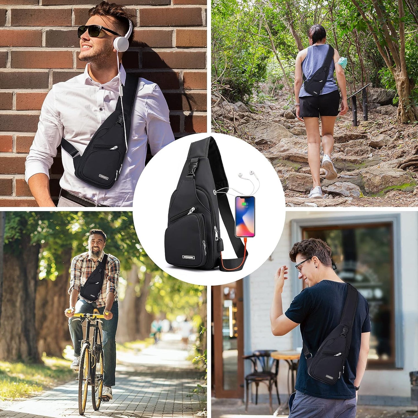 Waterproof Sling Bag Crossbody Backpack for Men Women Sling Backpack Hiking Daypack Multipurpose Cross Body Chest Bag