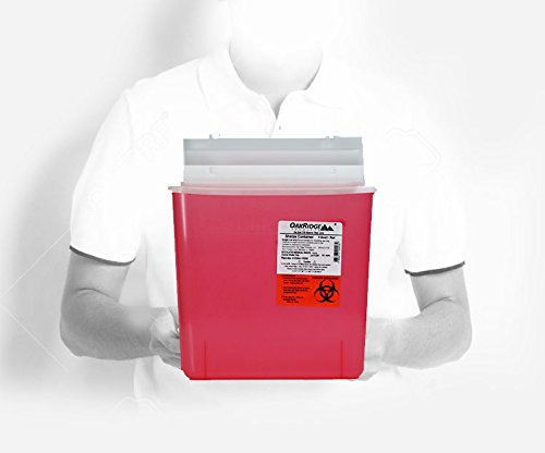 Sharps Container for Home Use and Professional 5 Quart (2-Pack), Biohazard Needle and Syringe Disposal, Mailbox Style Lid, CDC Certified