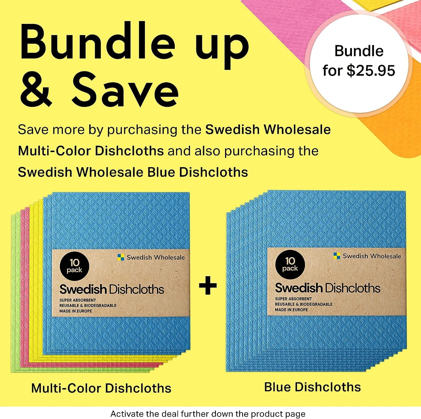 Swedish Dishcloths for Kitchen- 10 Pack Reusable Paper Towels Washable - Eco Friendly Cellulose Sponge Microfiber Dish Cloths - Kitchen Essentials - Orange