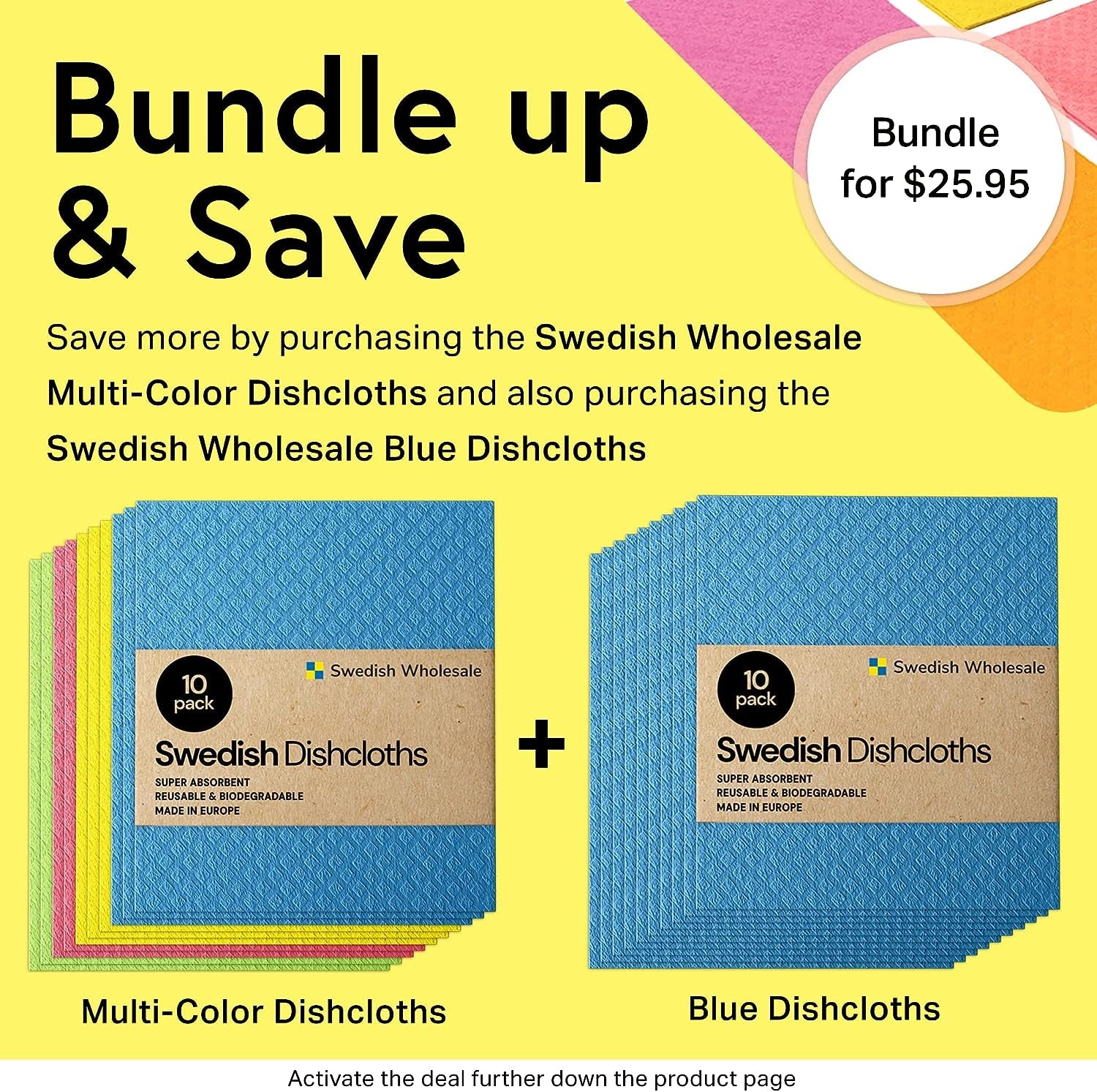 Swedish Dishcloths for Kitchen- 10 Pack Reusable Paper Towels Washable - Eco Friendly Cellulose Sponge Microfiber Dish Cloths - Kitchen Essentials - Orange