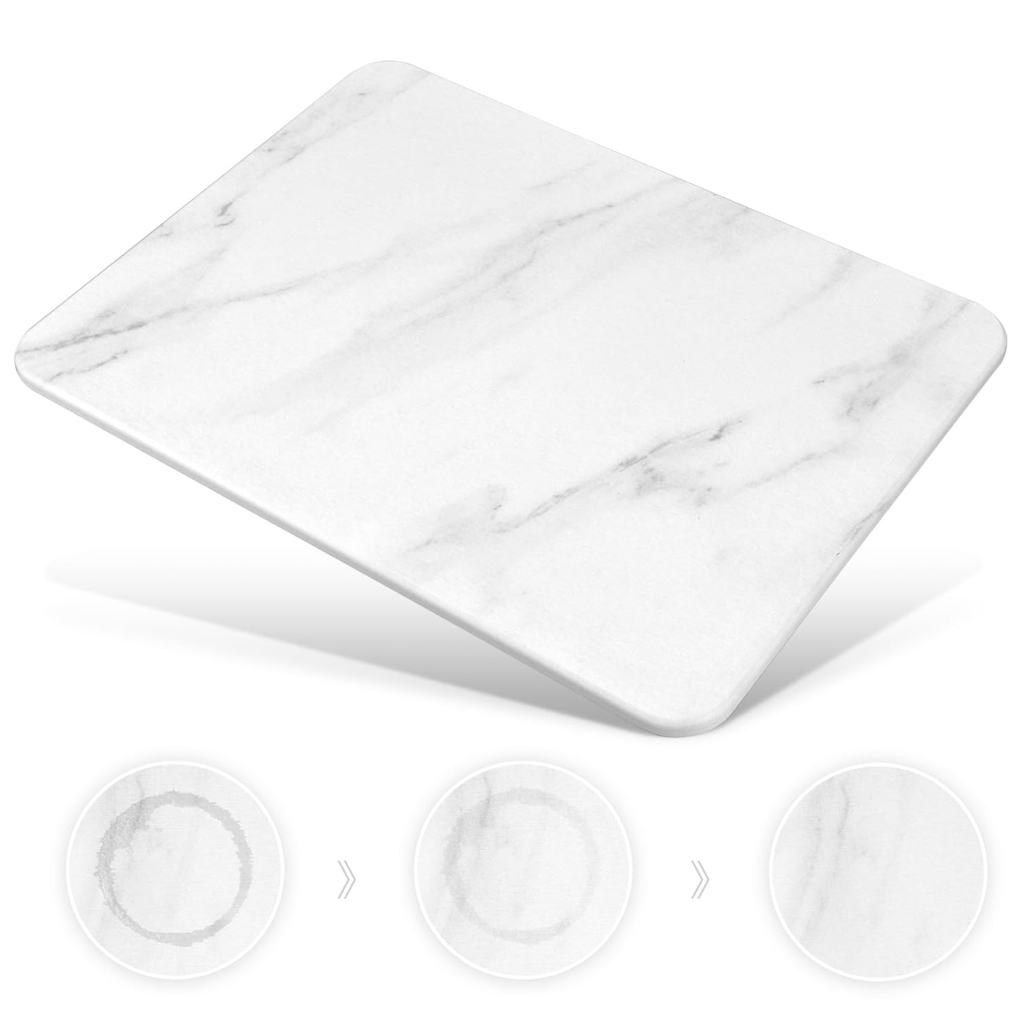 Stone Dish Drying Mats for Kitchen Counter, Ultra Absorbent, Fast Dry, Non-Slip, Heat Resistant, Eco-Friendly Diatomaceous Earth Mat for Baby Bottles, Dishes, and More(16X12 Inch, Whtie Marble)