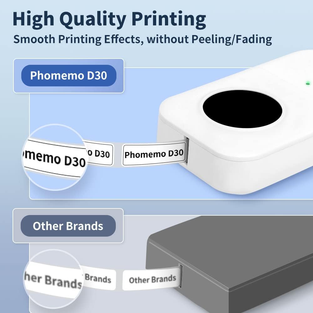D30 Label Printer, Bluetooth Wireless Mini Pocket Smartphone Label Maker Machine with Tape, Direct Thermal Printer Rechargeable Labeler Compatible with Iphone/Android, for Home Office