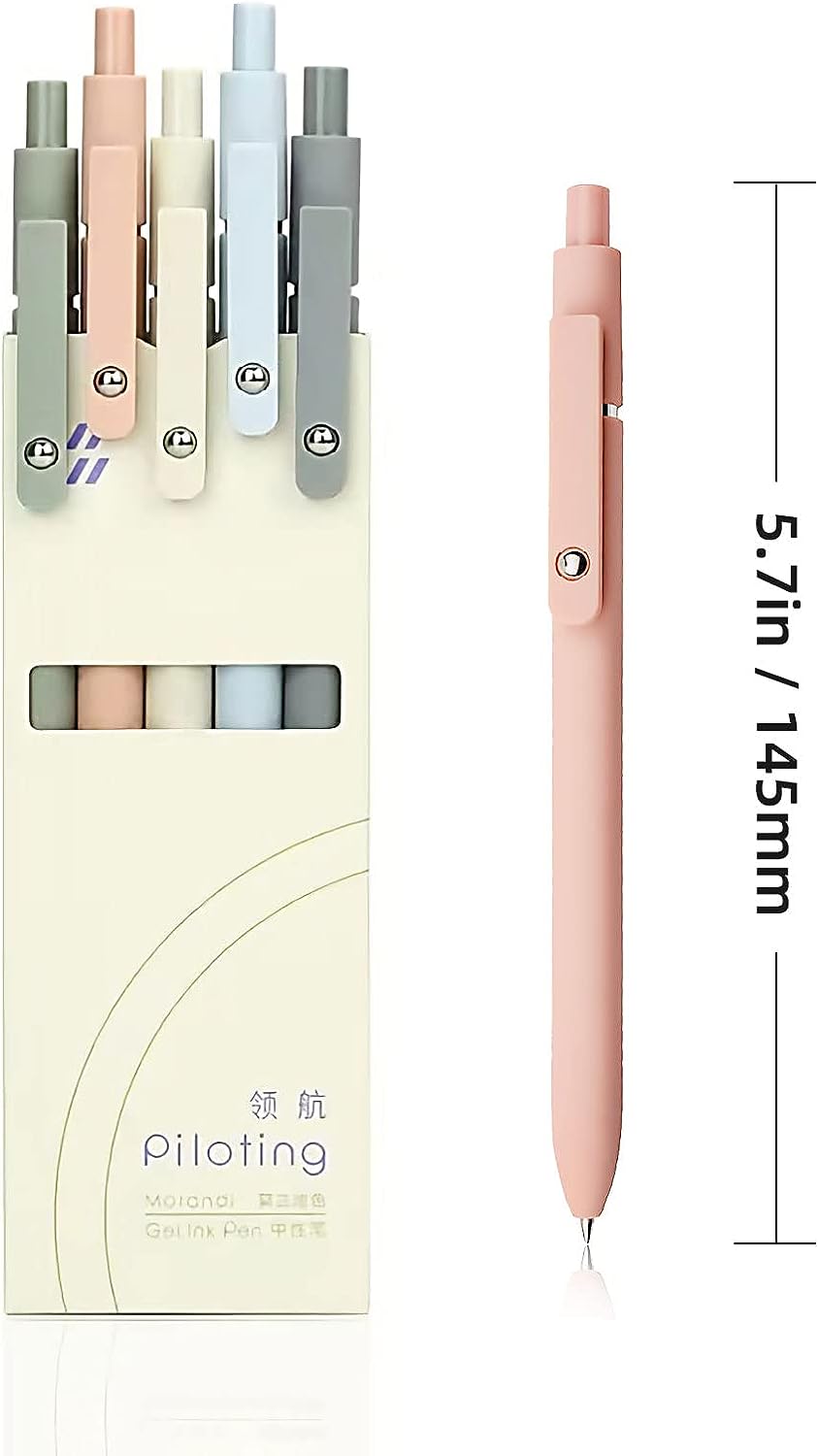 Gel Pens, 5 Pcs 0.5Mm Japanese Black Ink Pens Fine Point Smooth Writing High-End Series for Journaling Note Taking, Cute Office School Supplies Gifts Women Men (Morandi)