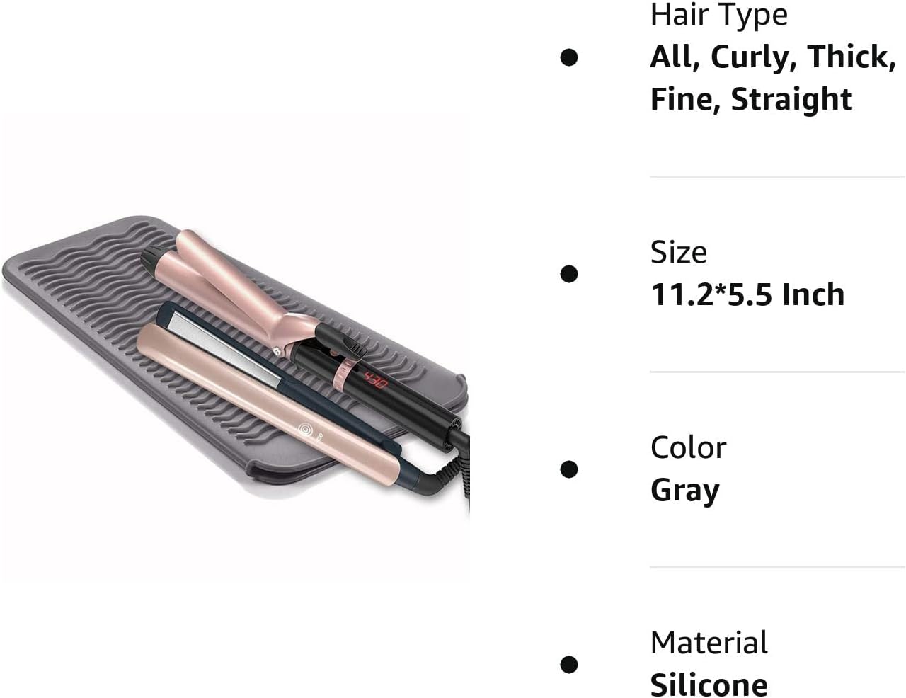 Ryke Kukkri Smellrose Hair Iron Mat & Pouch, Professional Heat Resistant Mat for Flat Iron and Curling Iron, Portable Travel Silicone Hair Straightener Mat and Cover for Hair Styling Tools