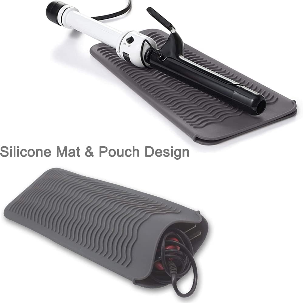 Ryke Kukkri Smellrose Hair Iron Mat & Pouch, Professional Heat Resistant Mat for Flat Iron and Curling Iron, Portable Travel Silicone Hair Straightener Mat and Cover for Hair Styling Tools