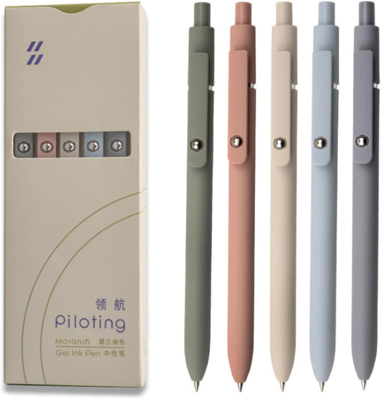 Gel Pens, 5 Pcs 0.5Mm Japanese Black Ink Pens Fine Point Smooth Writing High-End Series for Journaling Note Taking, Cute Office School Supplies Gifts Women Men (Morandi)