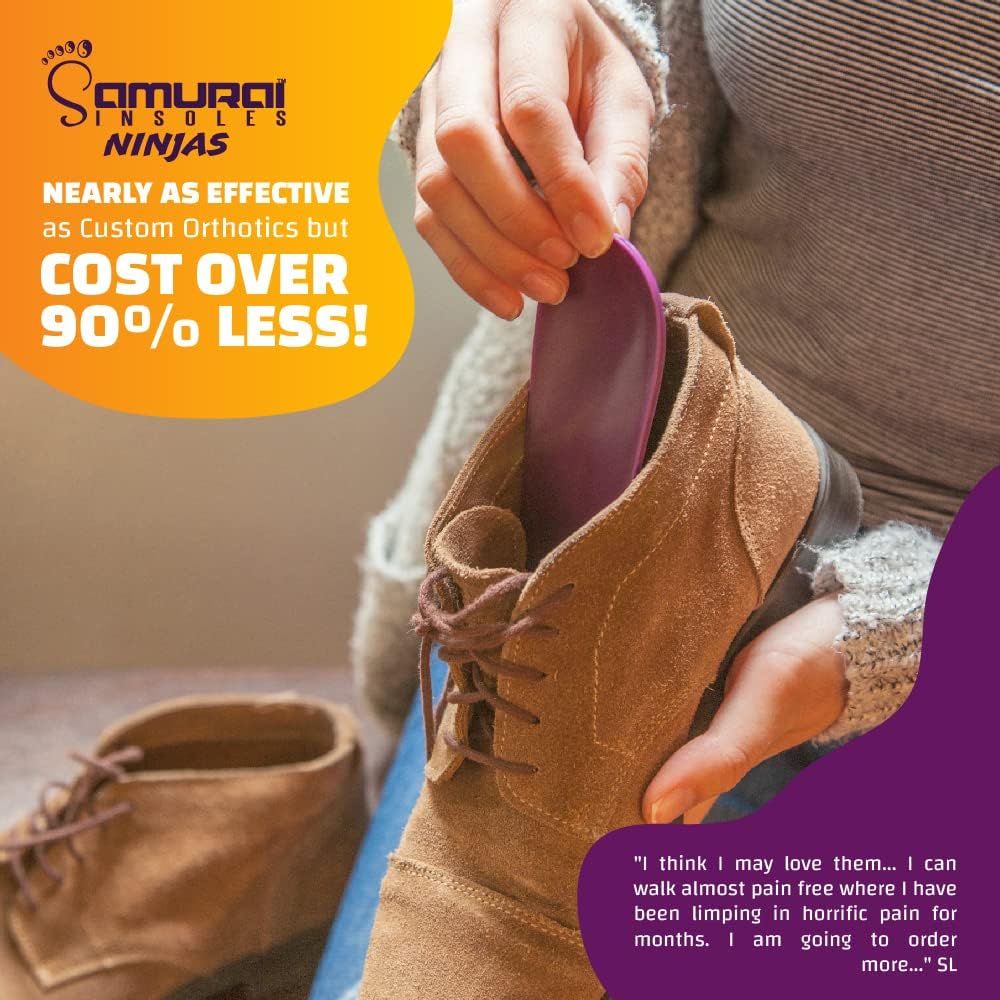 Ninjas Plantar Fasciitis Arch Support Shoe Insoles - Podiatrist Designed, Orthotic Lab Made in the USA