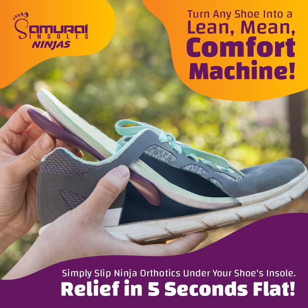 Ninjas Plantar Fasciitis Arch Support Shoe Insoles - Podiatrist Designed, Orthotic Lab Made in the USA
