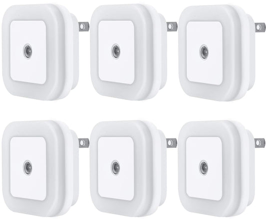 LED Night Light Lamp with Smart Sensor Dusk to Dawn Sensor, Daylight White, 0.5W Plug-In, 6-Pack