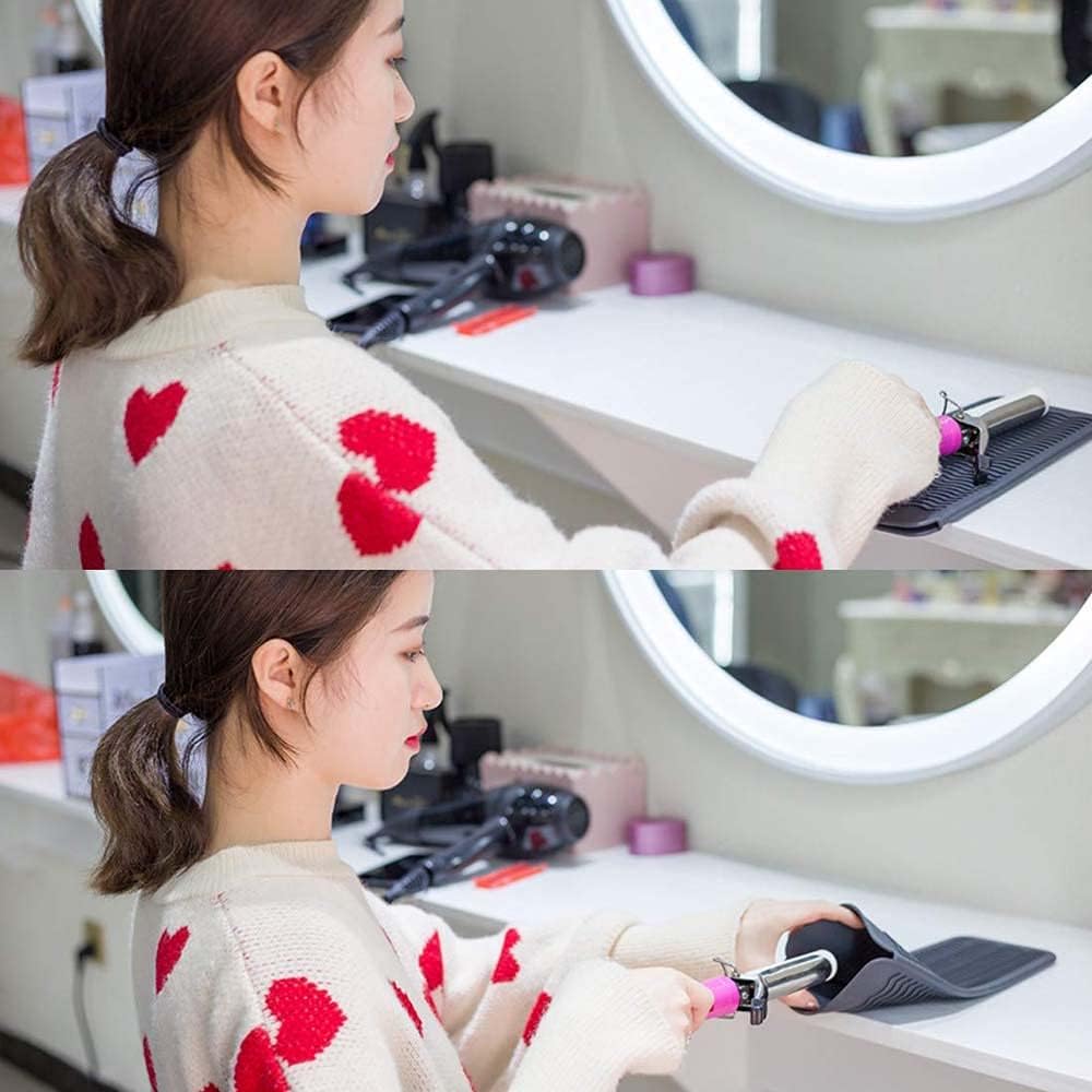 Ryke Kukkri Smellrose Hair Iron Mat & Pouch, Professional Heat Resistant Mat for Flat Iron and Curling Iron, Portable Travel Silicone Hair Straightener Mat and Cover for Hair Styling Tools