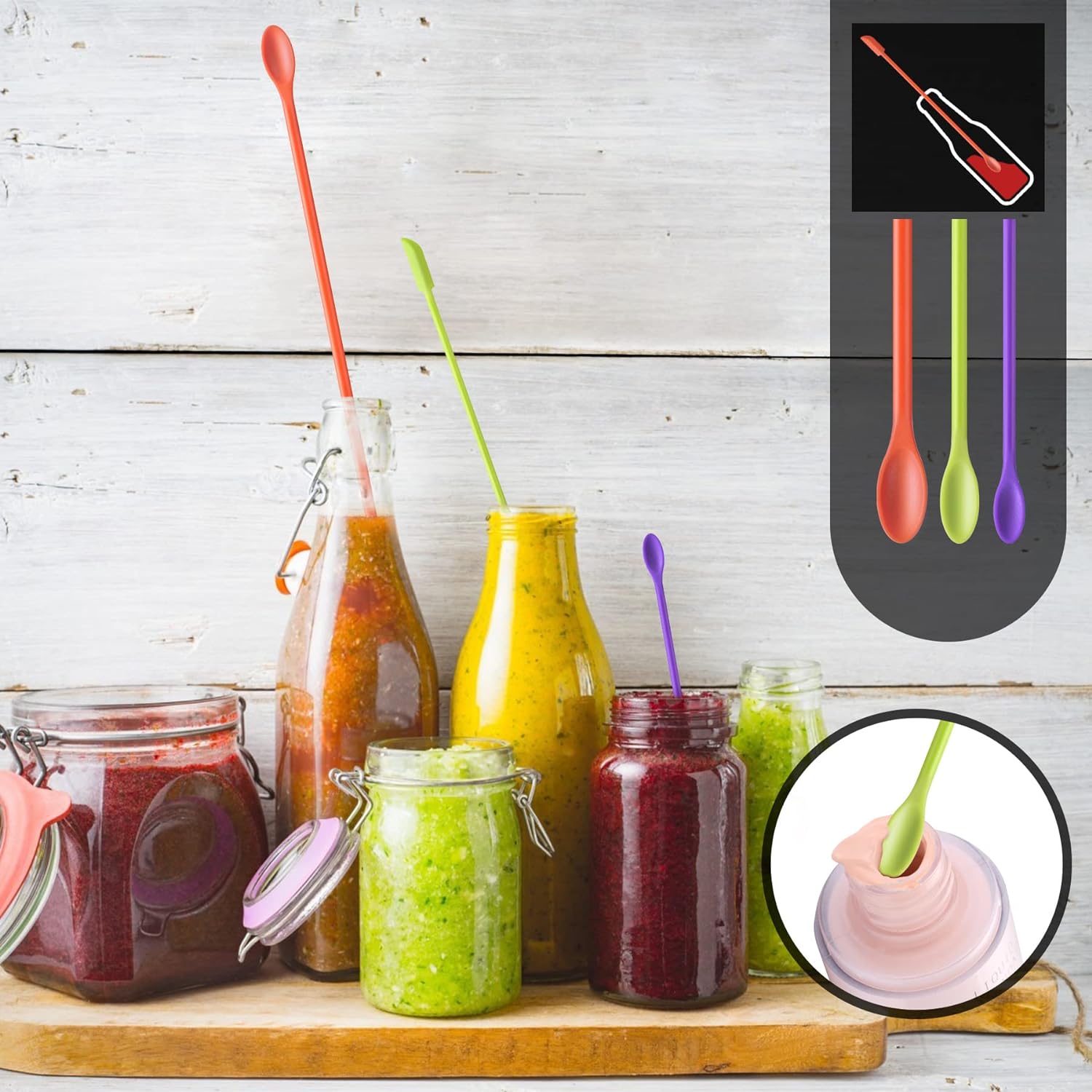 Silicone Spatula Set Kitchen Utensils for Baking Cooking Mixing Heat Resistant Non Stick Cookware Food Grade BPA Free Dishwasher Safe (Multi-Color) Set of 9