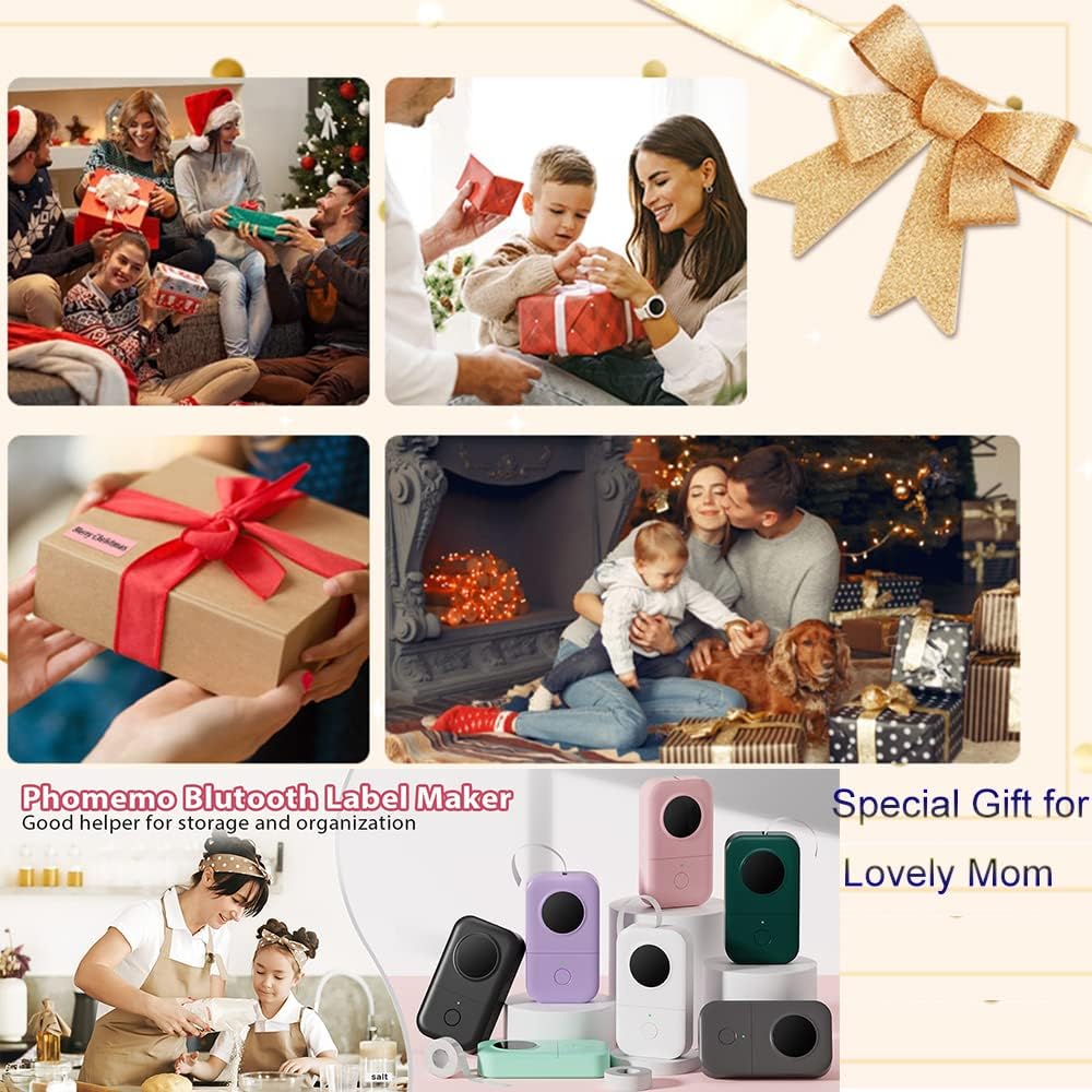 D30 Label Printer, Bluetooth Wireless Mini Pocket Smartphone Label Maker Machine with Tape, Direct Thermal Printer Rechargeable Labeler Compatible with Iphone/Android, for Home Office