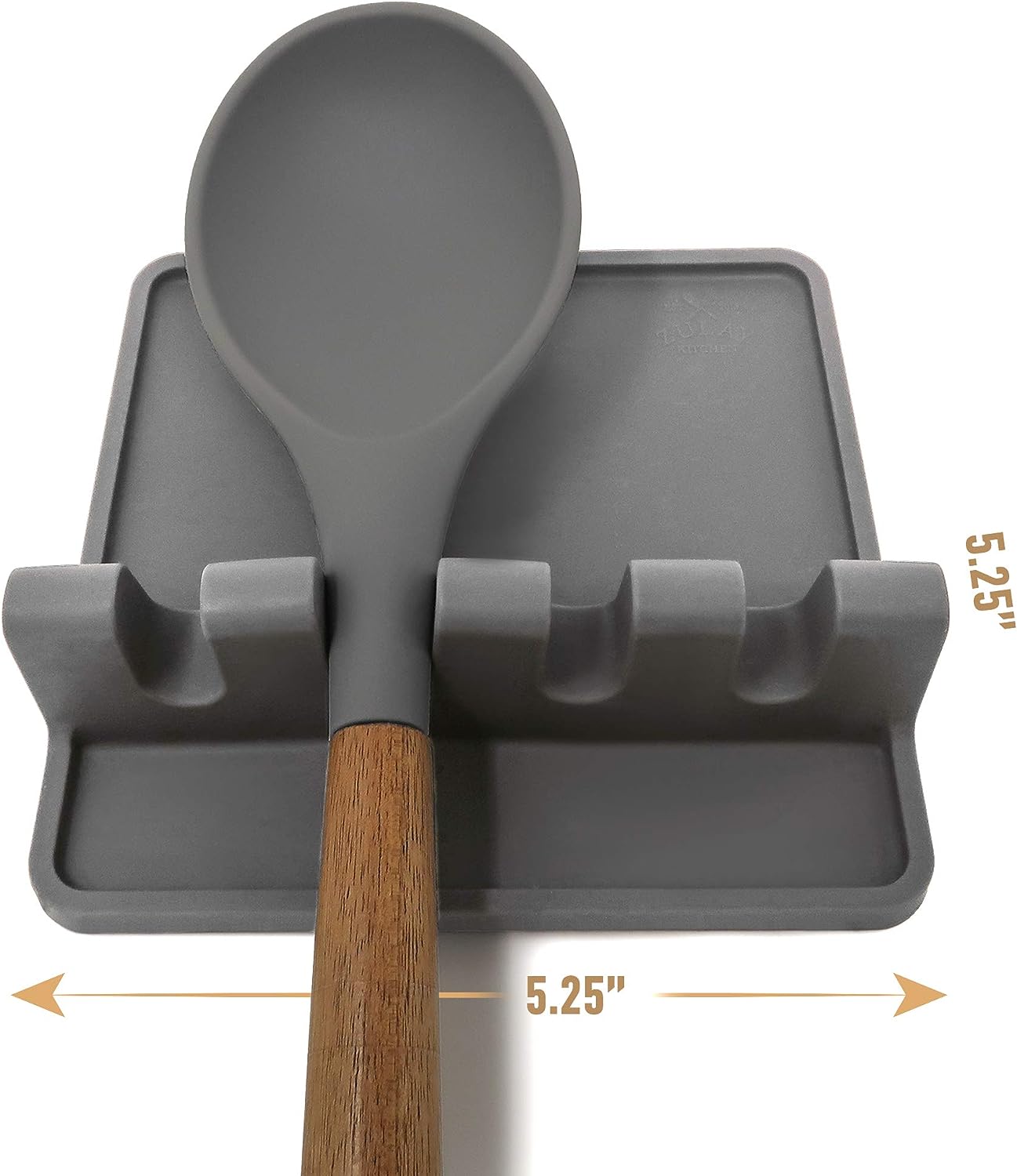 Silicone Utensil Rest with Drip Pad for Multiple Utensils - Bpa-Free, Heat-Resistant Spoon Rest & Spoon Holder for Stove Top - Kitchen Utensil Holder for Ladles & Tongs - Gray