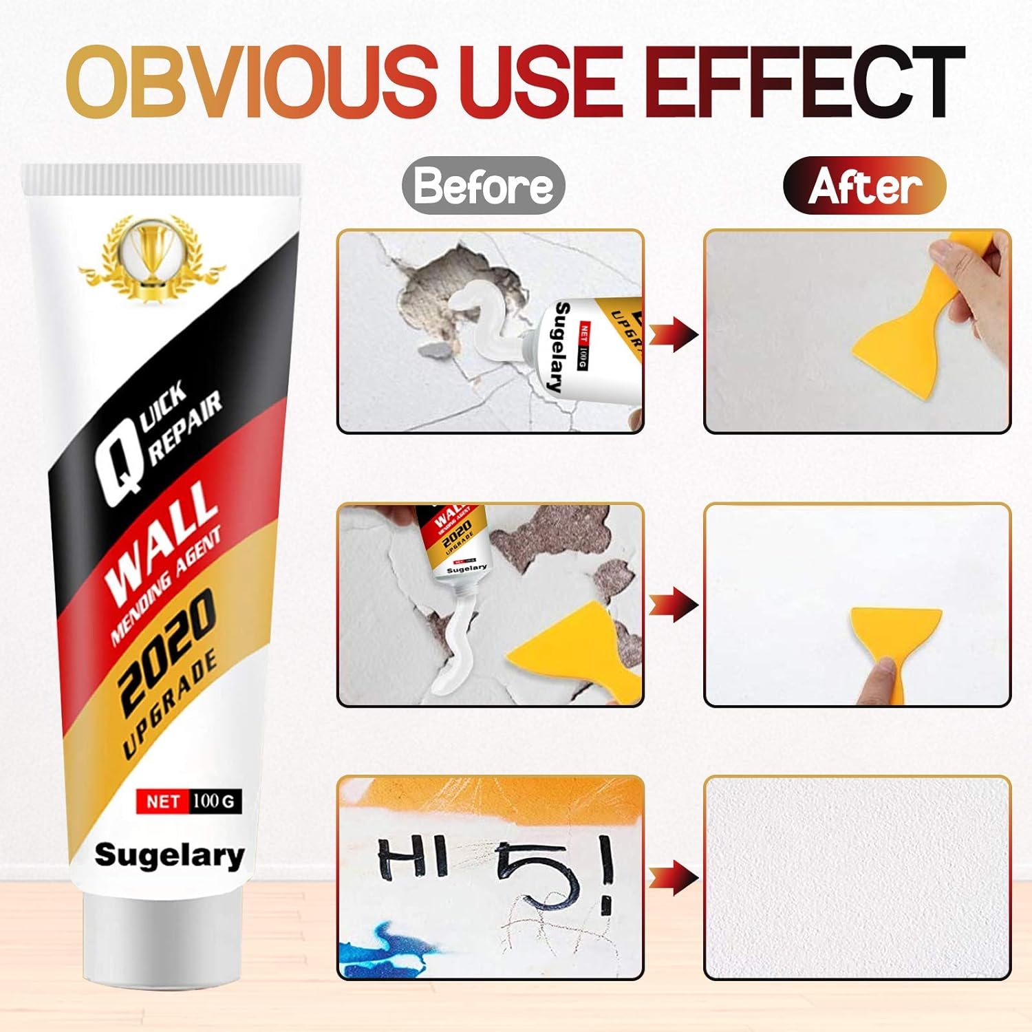 Drywall Patch Repair Kit with Scraper, Wall Spackle Repair Paste, Wall Mending Agent Quick and Easy Solution to Fill the Holes for Home Wall, Plaster Dent Repair and Wood Scratch Repair
