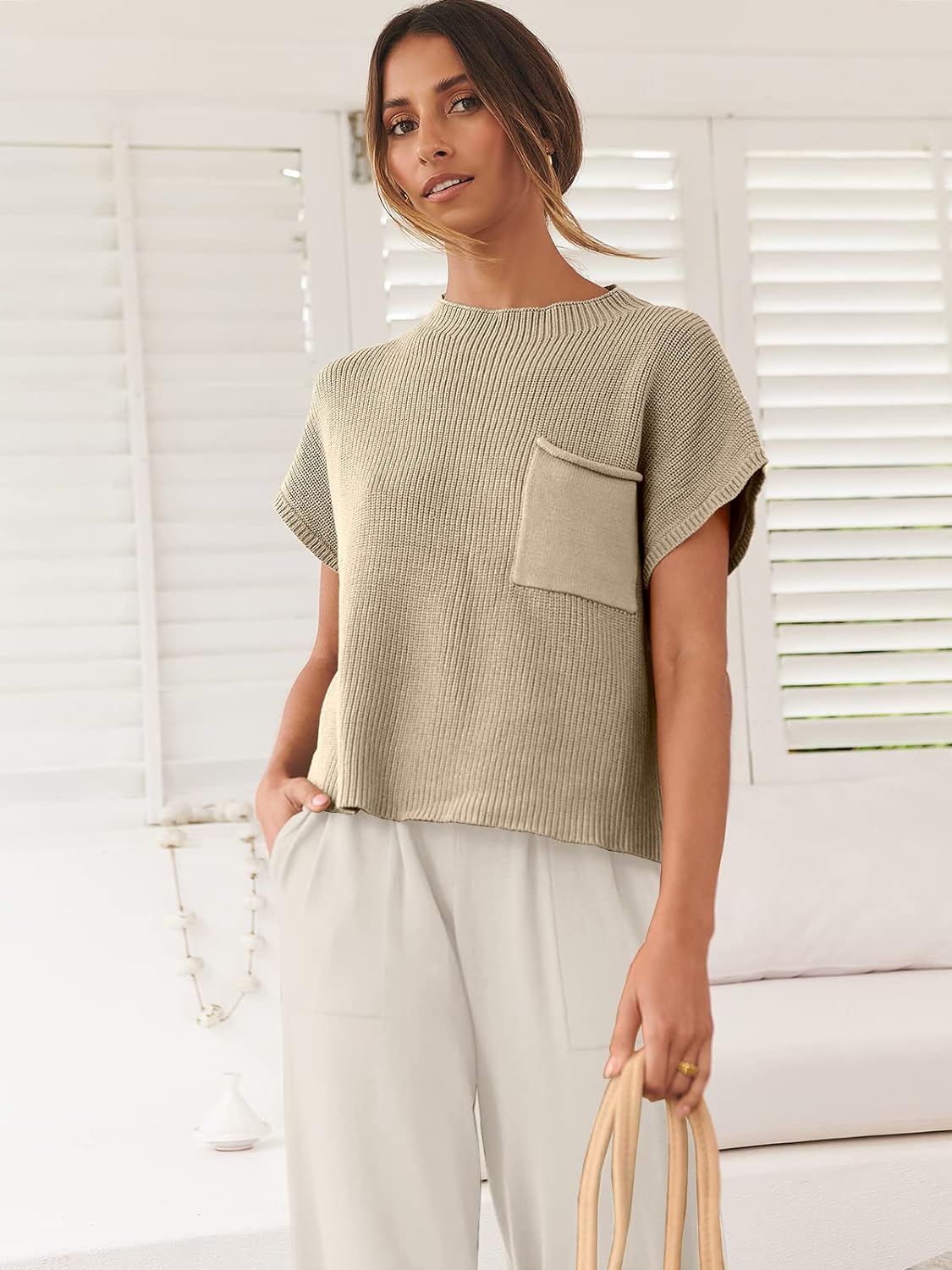 Women'S Two Piece Outfits Sweater Sets Knit Pullover Tops and High Waisted Pants Tracksuit Lounge Sets