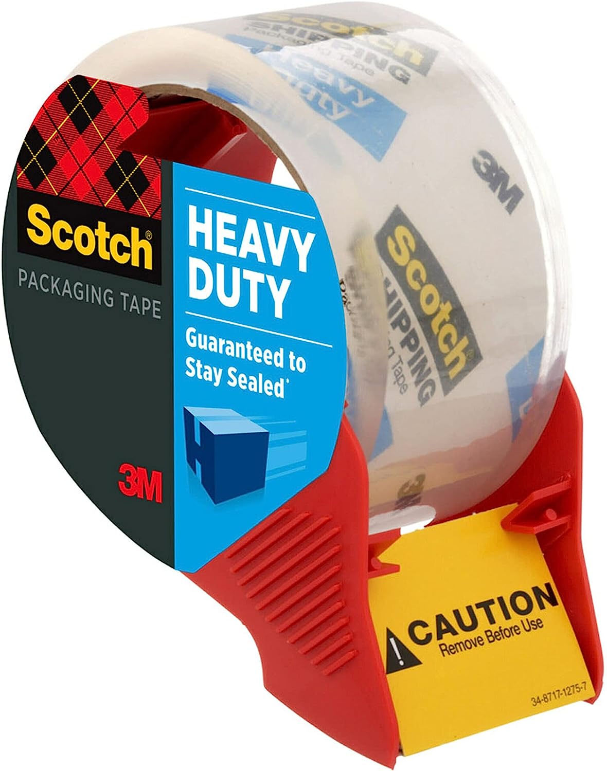 Heavy Duty Shipping Packaging Tape, 1 Dispensered Roll, 1.88 X 38.2 Yd, Great for Packing, Shipping & Moving, Clear (3850S-RD)