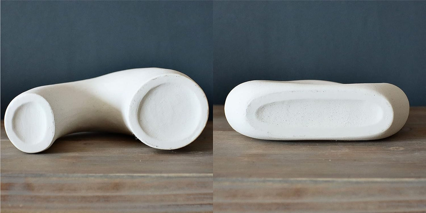 Donut Vase, Set of 2 - Minimalist Nordic Style, White Ceramic Hollow Donut Vase Decor | Table Centerpiece, Boho, Wedding, Living Room, Bookshelf, Office, Modern Home Decor (Warm White)