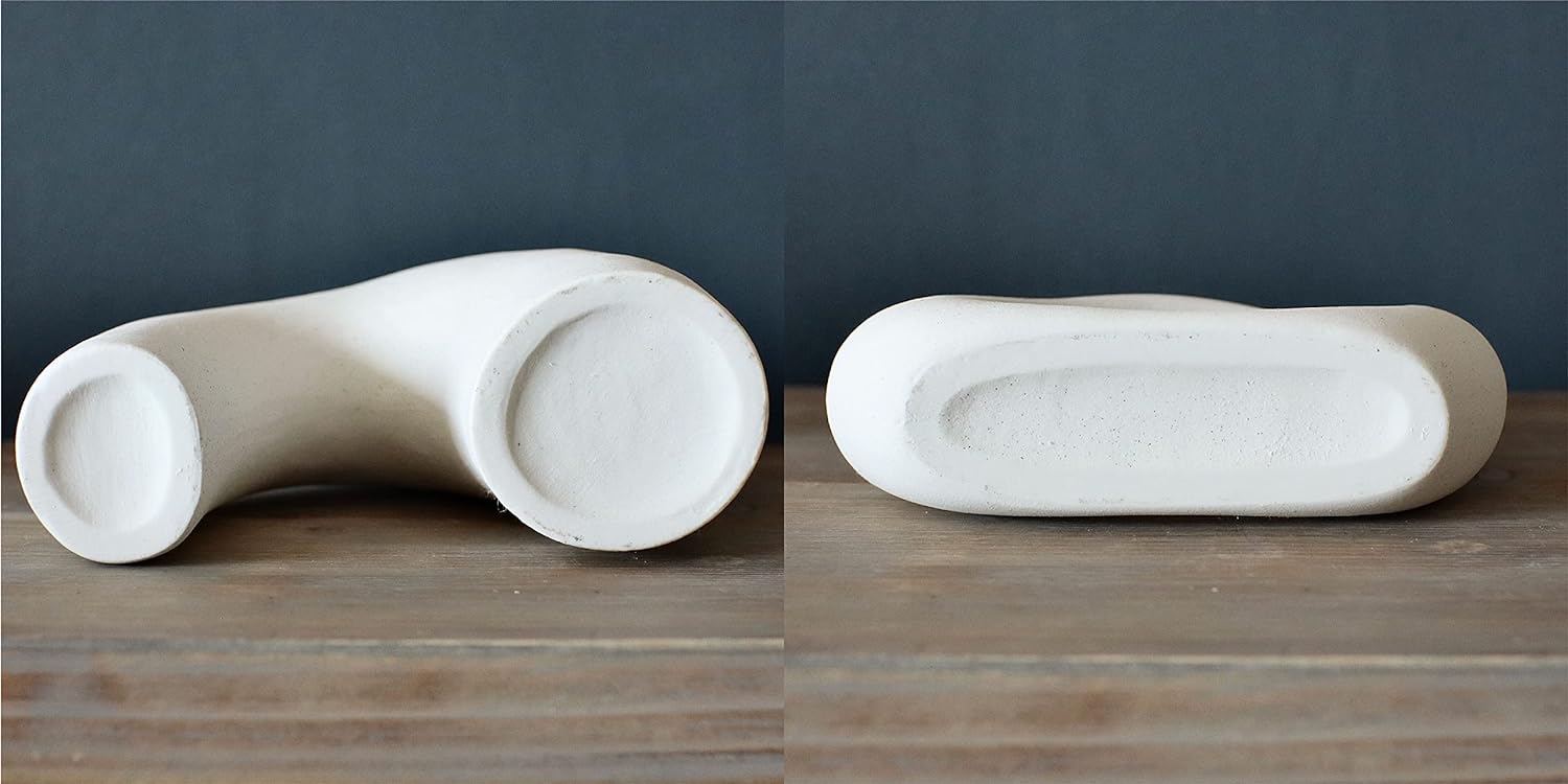 Donut Vase, Set of 2 - Minimalist Nordic Style, White Ceramic Hollow Donut Vase Decor | Table Centerpiece, Boho, Wedding, Living Room, Bookshelf, Office, Modern Home Decor (Warm White)
