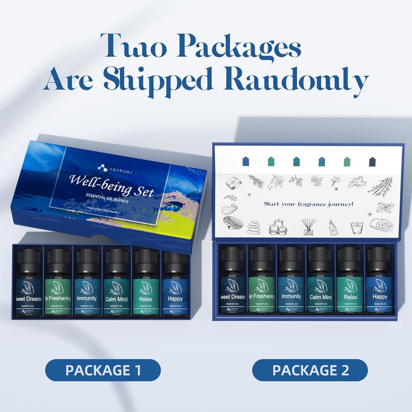 Essential Oil Blends Set for Diffusers for Home, Well-Being Gift Kit- Calming, Dreams, Breathe, Relaxing, Mood, Fresh Air Aromatherapy Oils for Humidifiers, Massage, 6X10Ml