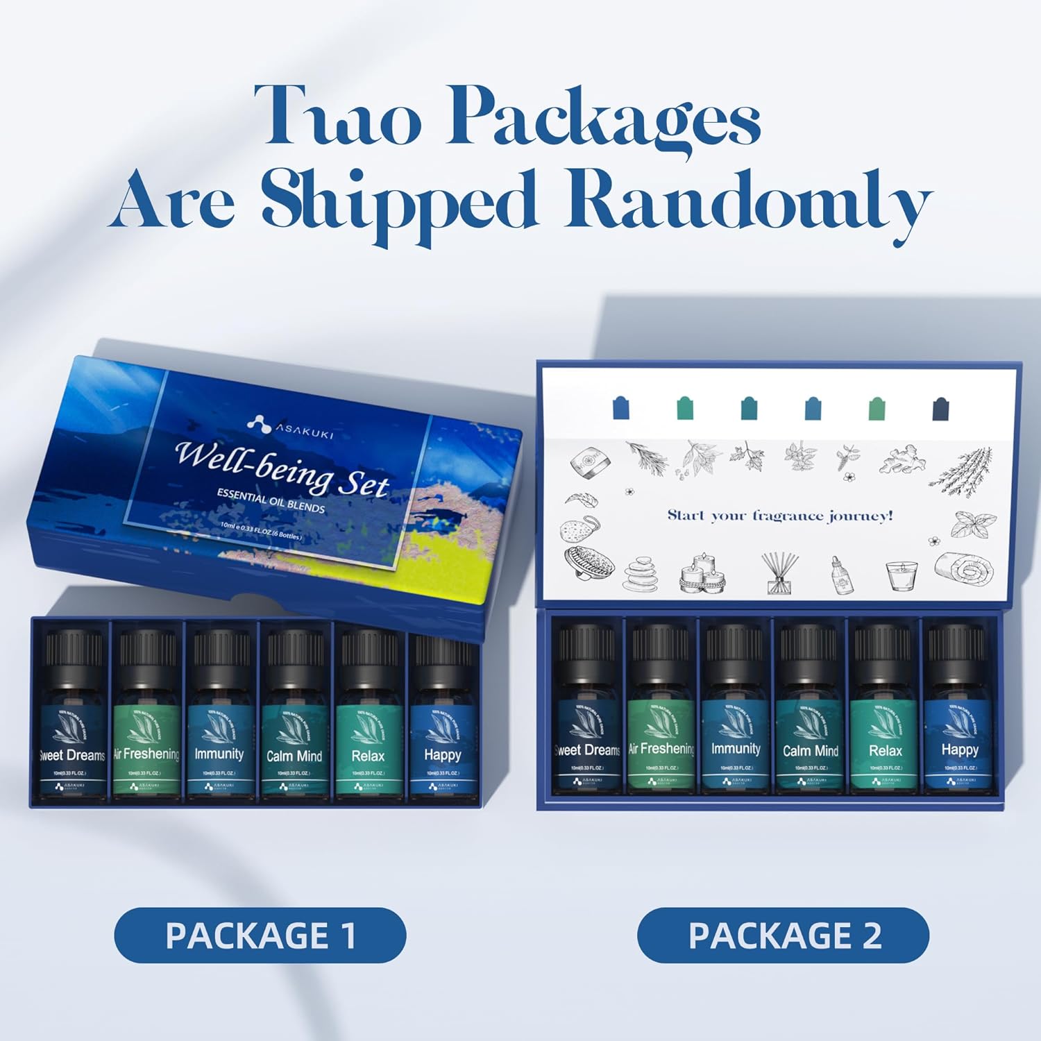 Essential Oil Blends Set for Diffusers for Home, Well-Being Gift Kit- Calming, Dreams, Breathe, Relaxing, Mood, Fresh Air Aromatherapy Oils for Humidifiers, Massage, 6X10Ml