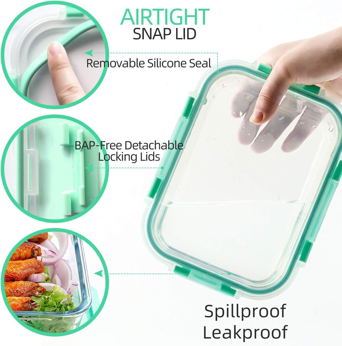 [10-Pack] Glass Food Storage Containers with Lids, Airtight, BPA Free, Meal Prep Containers for Kitchen, Home Use