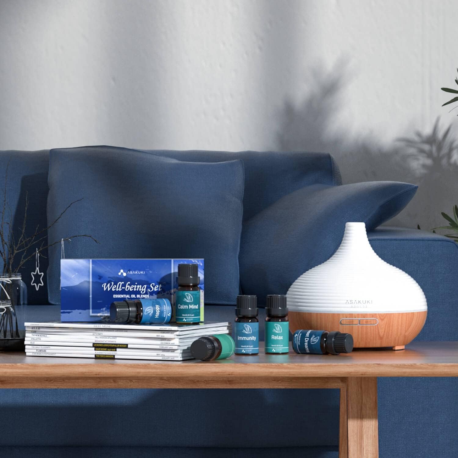 Essential Oil Blends Set for Diffusers for Home, Well-Being Gift Kit- Calming, Dreams, Breathe, Relaxing, Mood, Fresh Air Aromatherapy Oils for Humidifiers, Massage, 6X10Ml