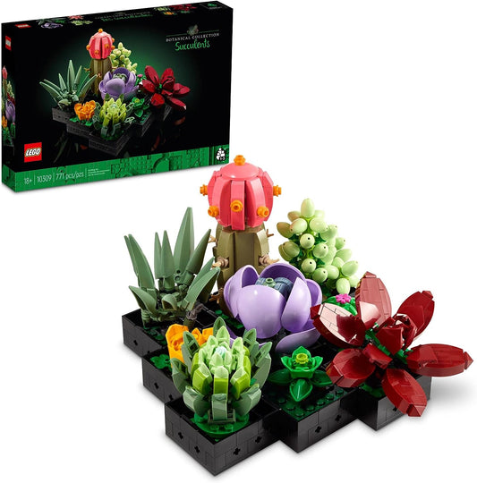 Icons Succulents 10309 Artificial Plants Set for Adults, Home Decor, Birthday, Creative Housewarming Gifts, Botanical Collection, Flower Bouquet Kit